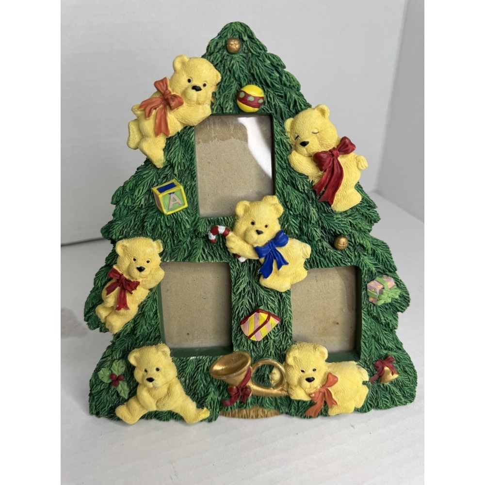 Vintage holiday‎ 3 photo Frame Christmas Tree Teddy Bears JC Penney Gift Kids